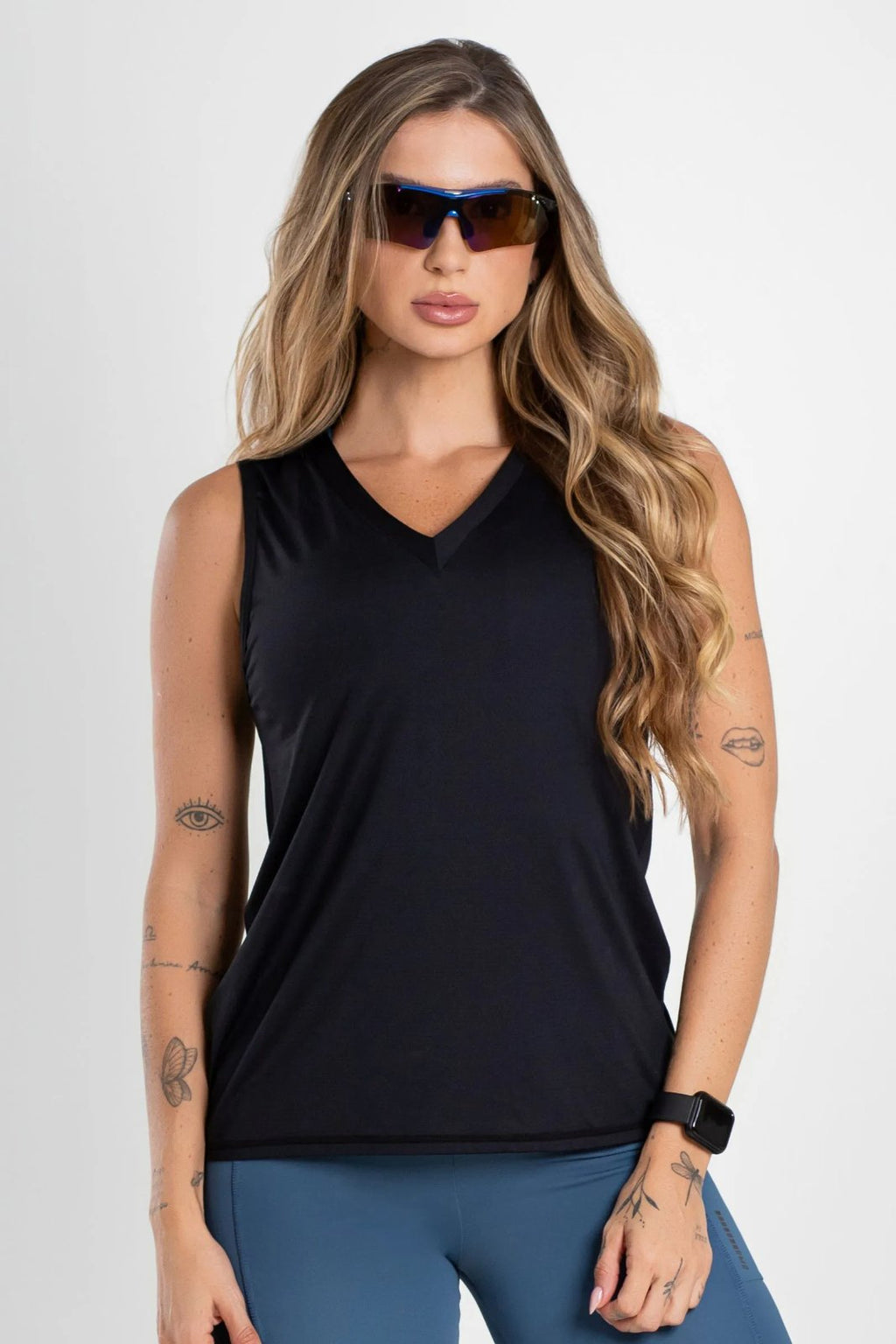 4423BLUSA DRY GOLA V - PP PRETO